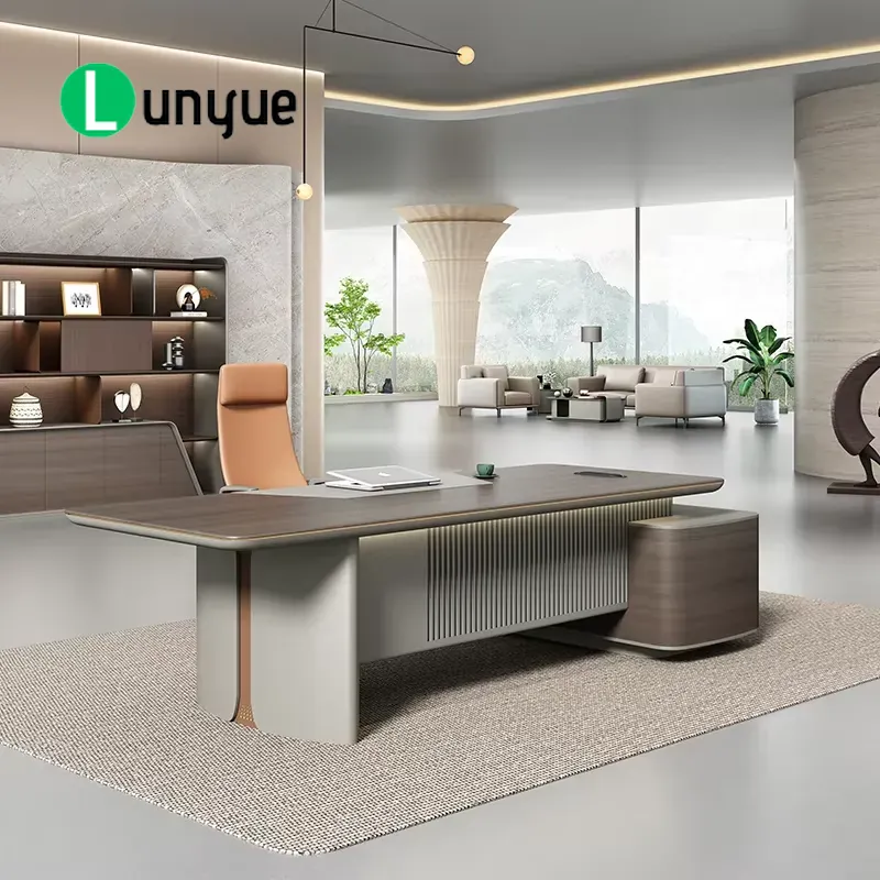 Office Tech Management - 高級モダンL字型エグゼクティブデスク、CEO・マネージャー向けハイテクオフィス家具、コンピューターワークステーション、ホームビジネス用