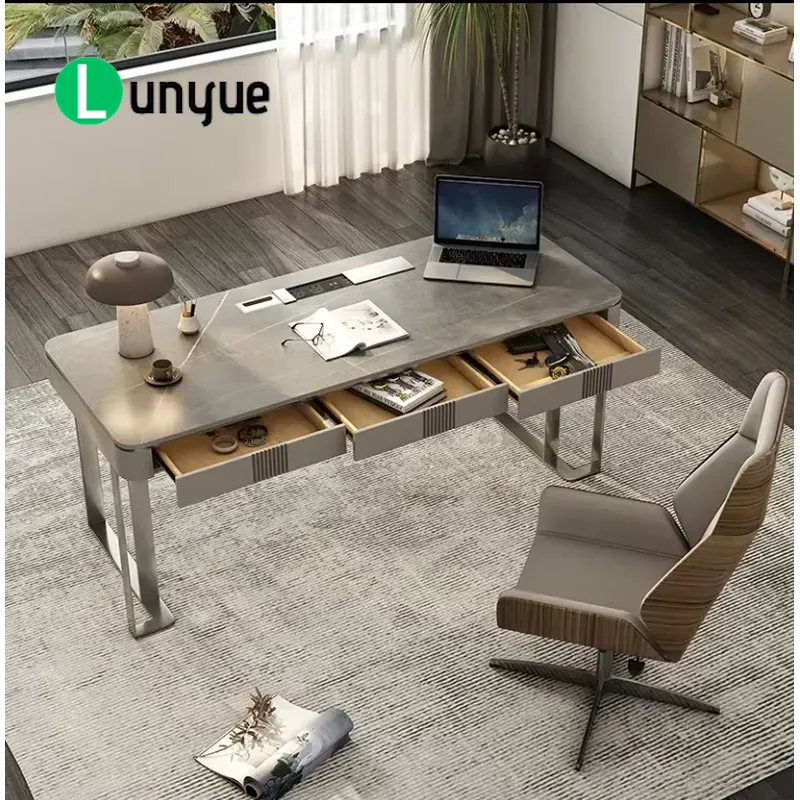 Office Tech Management - モダンなL字型エグゼクティブオフィスデスク、ハイテクCEOマネージャーワークステーション、MDF製コンピューターテーブル、ホームオフィス家具用