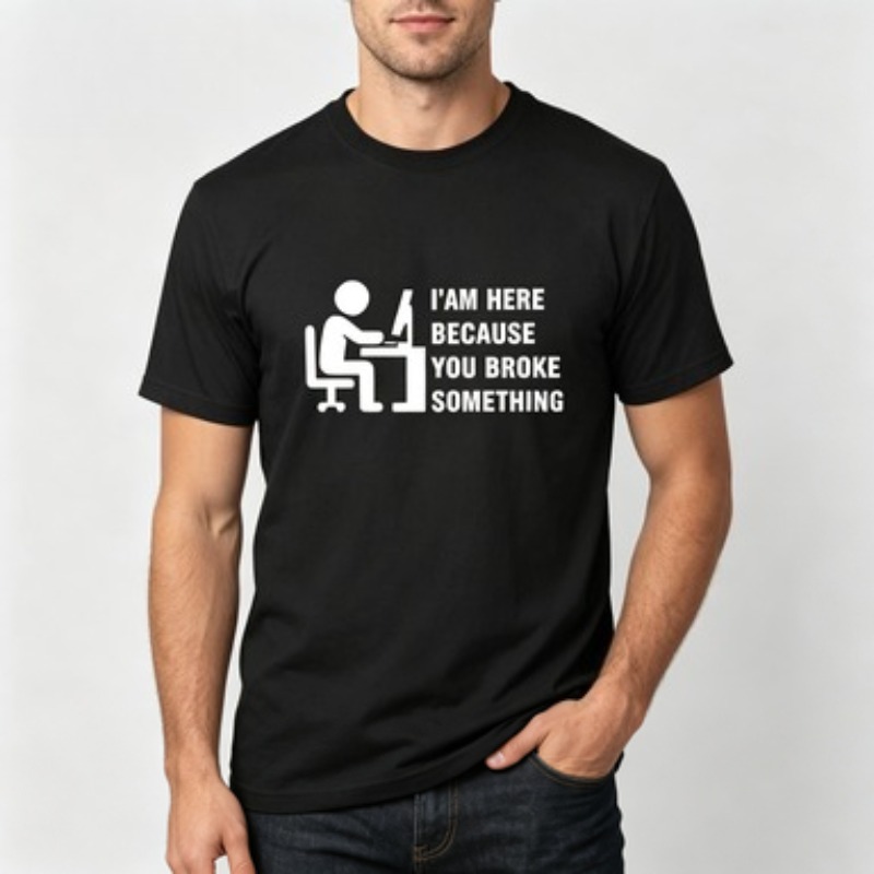 Tech Office Worker - ソフトコットンメンズ Tシャツ テックサポート ユーモラスな引用句付き オフィスワーカー Oネック