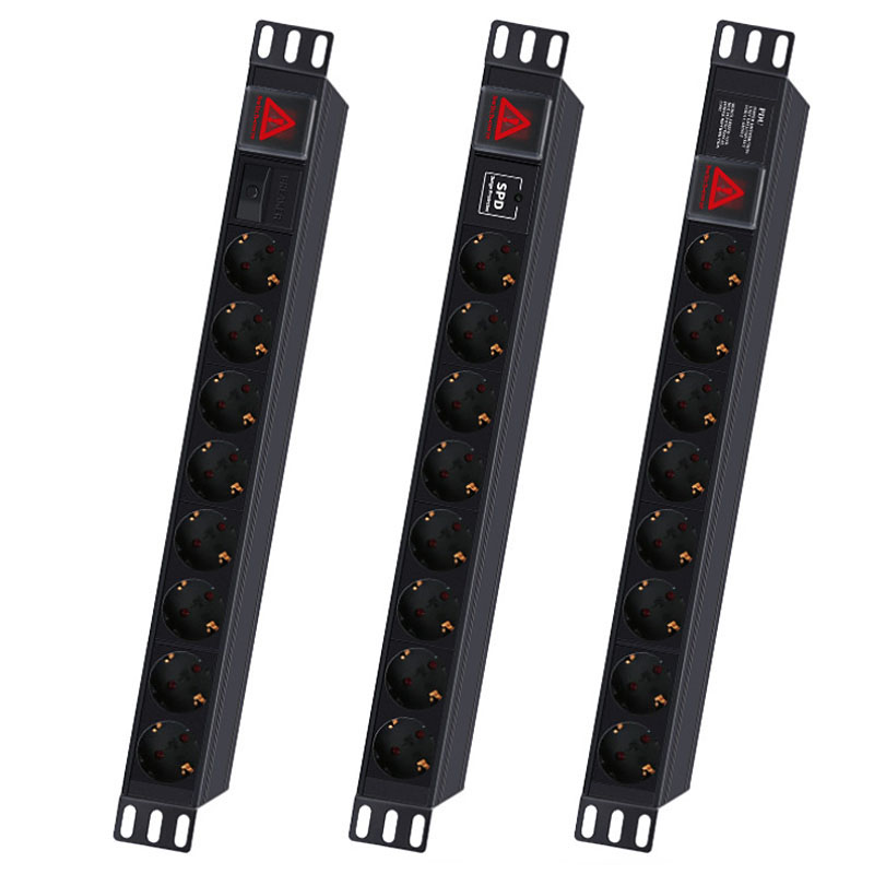 Server Rack Shelf - 産業用ネットワークキャビネット,アルミニウム合金,19インチpdu,スイッチ付き8ac電源タップ,ヨーロッパ標準の延長プラグソケット