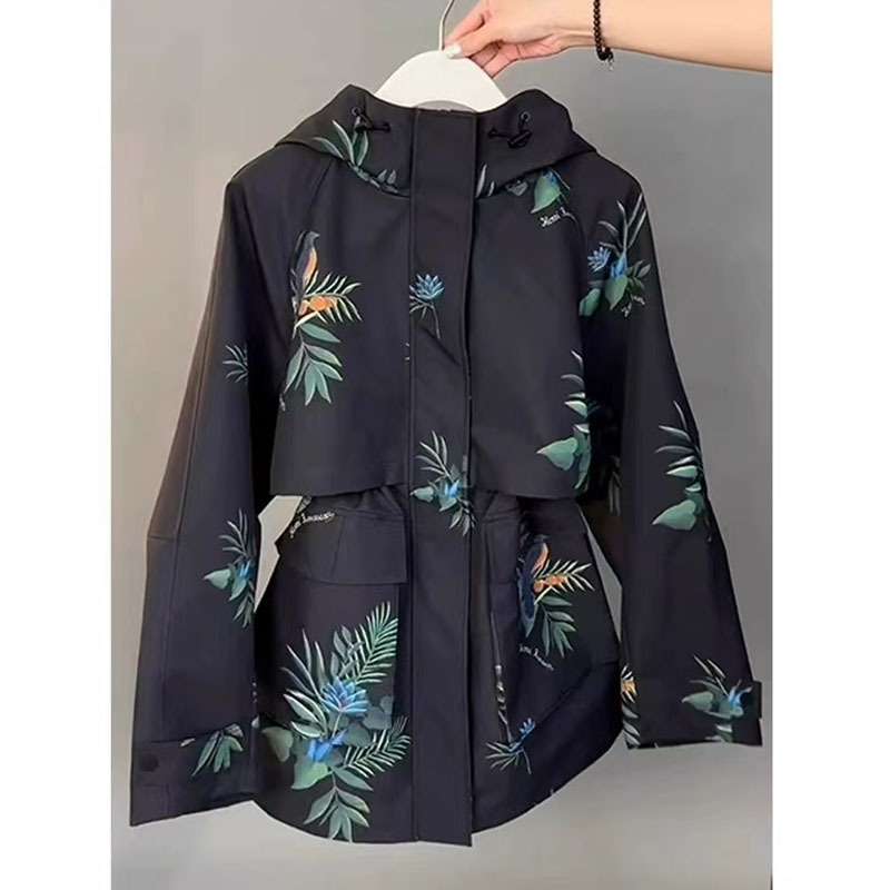 Office Tech Wear - YYAHAHAS レディース テクニカル ウインドブレーカー フード付きジャケット ルーズフィット