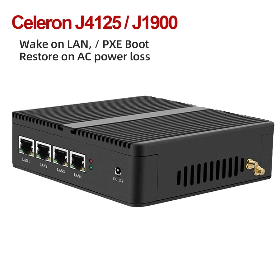 Thin Client Mini Pc - ファイアウォールルーターPfsenseファンレスミニPC Celeron J1900 J4125 4コア 4LANギガビット