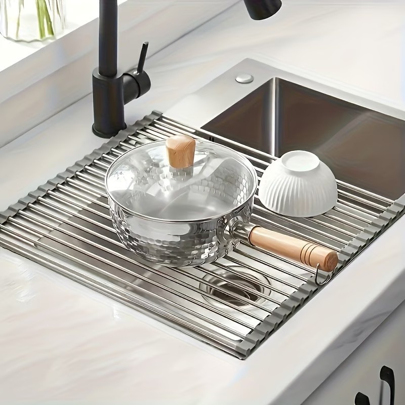 1pc 折りたたみ式ステンレス鋼食器水切りラックロールアップ - Server Rack Shelf のレビューと価格