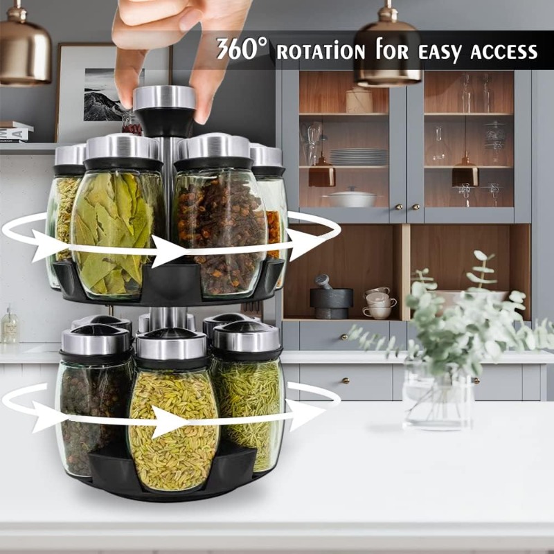 回転式スパイスラックオーガナイザー、カウンタートップ用回転式 - Server Rack Shelf のレビューと価格