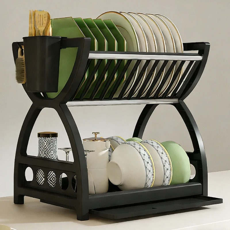 2段式食器乾燥ラック キッチンオーガナイザー ボウル・プレー - Server Rack Shelf のレビューと価格