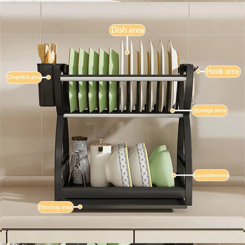 2段式食器乾燥ラック キッチンオーガナイザー ボウル・プレー - Server Rack Shelf のレビューと価格
