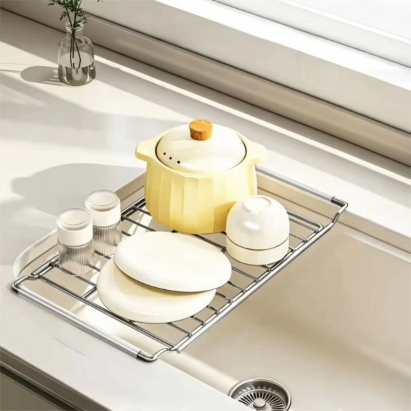 拡張可能なステンレス製食器乾燥ラック、排水バスケット、キッチ - Server Rack Shelf のレビューと価格